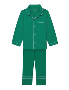 Recalled La Ligne Enfant Bonne Nuit Pajamas in Green with Light Blue Trim