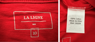 Recalled La Ligne Enfant Bonne Nuit Pajamas Neck Label and Side Seam Label