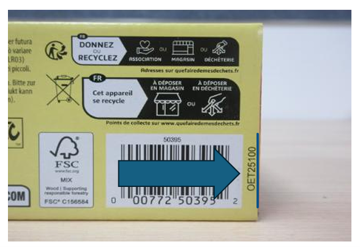 Location of date codes on product packing