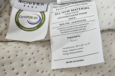 Recalled Organic Cotton Pack N Play Mattress Tags