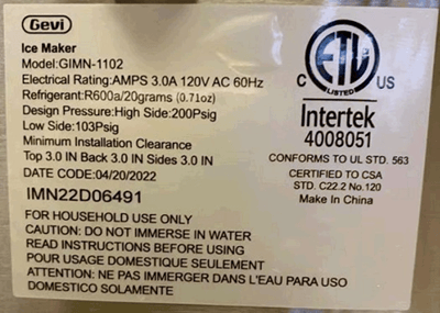 The model number and date code are listed on the product label on the back of the recalled unit