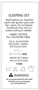 Recalled Yoocaa Baby Lounger on-product tag