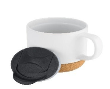Recalled Accompany USA Ceramic Mugs in white with cork bottom