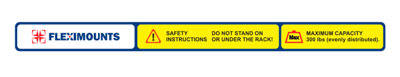 Recalled FLEXIMOUNTS Overhead Garage Storage Racks label