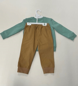 Recalled Pants with Green Crewneck Top