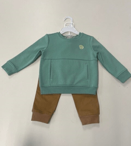 Recalled Pants with Green Crewneck Top