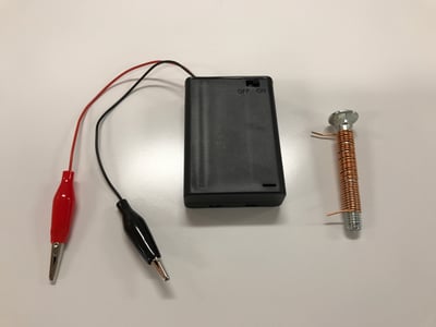 The “Make an Electromagnet” experiment included in the Science Expeditions Northern Lights kits