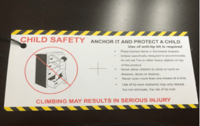 Warning Label affixed onto the chest