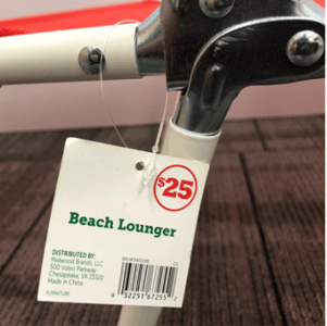 Recalled Beach Loungers - Representative label