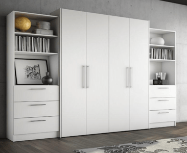 Recalled Murphy bed sold online under the brand names Ivy Bronx, Stellar Home Furniture, and Wade Logan with the bed closed (shown with vertical handles)
