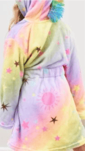 Recalled Children's Robe: yellow tie-dye with stars
