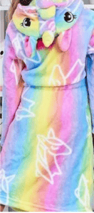 Recalled Children's Robe: stripe tie-dye with unicorn heads