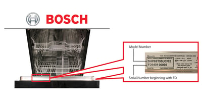 Bosch dishwasher model and serial number location