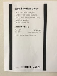 The hangtag that came with the mirror has the number 215-037 printed next to the bar code