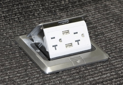Recalled Garvin Pop-Up Floor Box Kit with stainless steel finish