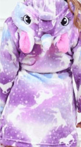 Recalled Children's Robe: purple white unicorns