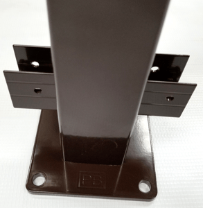 Recalled ProBuilt aluminum deck railing post with branding stamp.