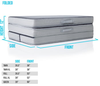 Recalled LUCID Folding Mattress-Sofa folded for storage.