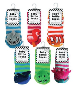 Recalled Midwest-CBK Shark, Flamingo, Clownfish, Whale, Crocodile, and Crab socks.