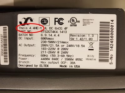 Label with model designation “THEIA” and “HE-t”