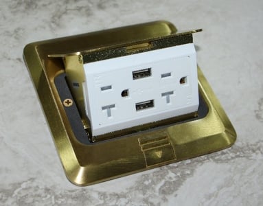 Recalled Garvin Pop-Up Floor Box Kit with brushed brass finish