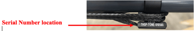 Location of Serial Number on Recalled Tethrd One Stick GEN 2 rope containment system