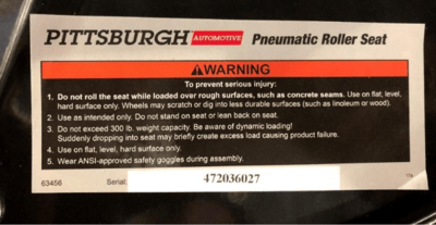 The item number is printed on a label on the front of the storage tray