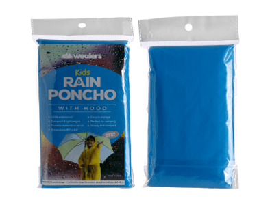 Wealers’ kids blue rain poncho