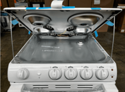 Location of model and serial number label (electric range)