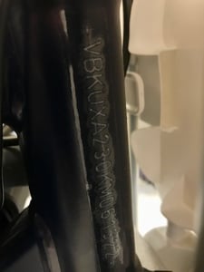 VIN location on the recalled 2019 Husqvarna TC 50 motorcycle.