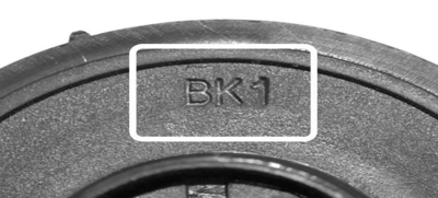 Close-up of the batch code stamped on the inside of the recalled Shell Diving Inflation Valve