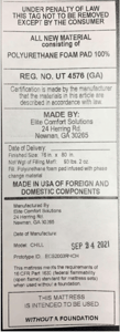 Recalled Nectar Premier mattress labeling