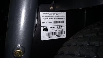 Bush Hog lawn mower label