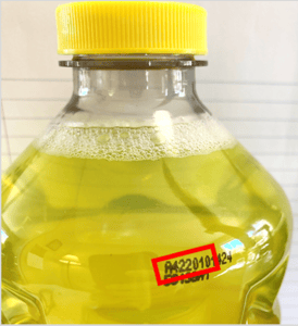 Date codes of affected products can be identified on the side of the bottle in black type, as seen in the red box