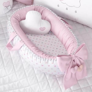Recalled Pink Pompom and Hearts Baby Nest, 100334