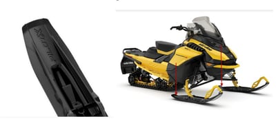 Pilot X is engraved at the back of the snowmobile’s ski