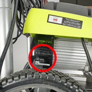 The model and serial number can be found on the data plate located on the side of the motor housing