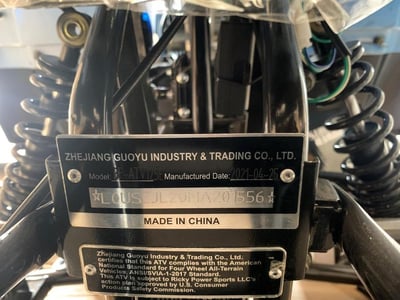 RPS BF-ATV125E Identification Label