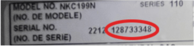 Close-up of serial number