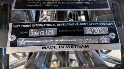 Recalled Sierra 125U Youth ATV VIN Plate