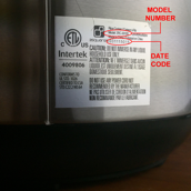 Model number and date code location