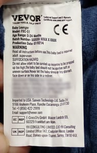 Sewn in label with manufacturing information