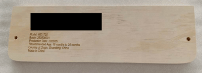 Step of Recalled Woodure Kitchen Step Stool With Model Number