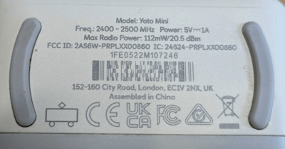 Base of Recalled Yoto Mini