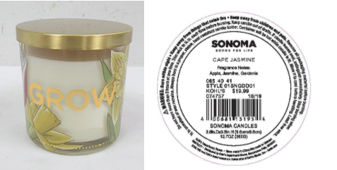 Recalled Kohl’s Grow Candle