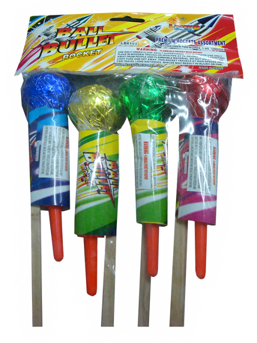 Photo 1: Recalled LB6103 ball bullet rocket fireworks