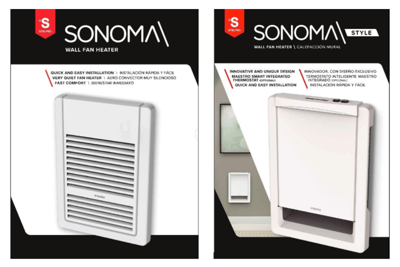 Recalled ASSO and ASSOS Sonoma wall fan heaters