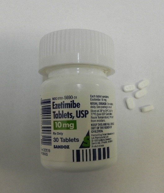 Ezetimibe 10mg Tablets 30 count bottle