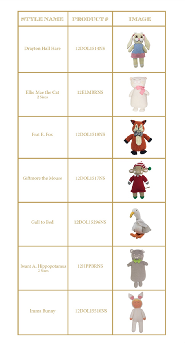 Recalled Beaufort Bonnet Company Handmade Knit Dolls.