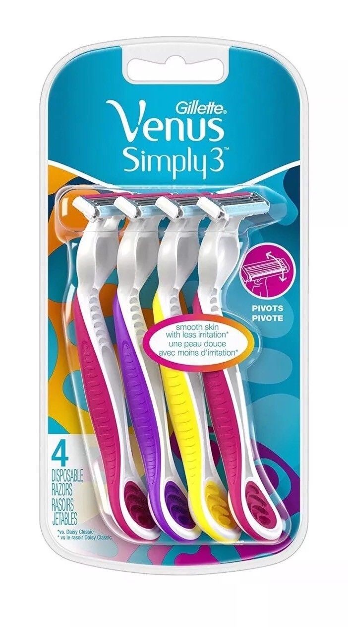 Venus Simply3 Disposable Razor – 4 count pack